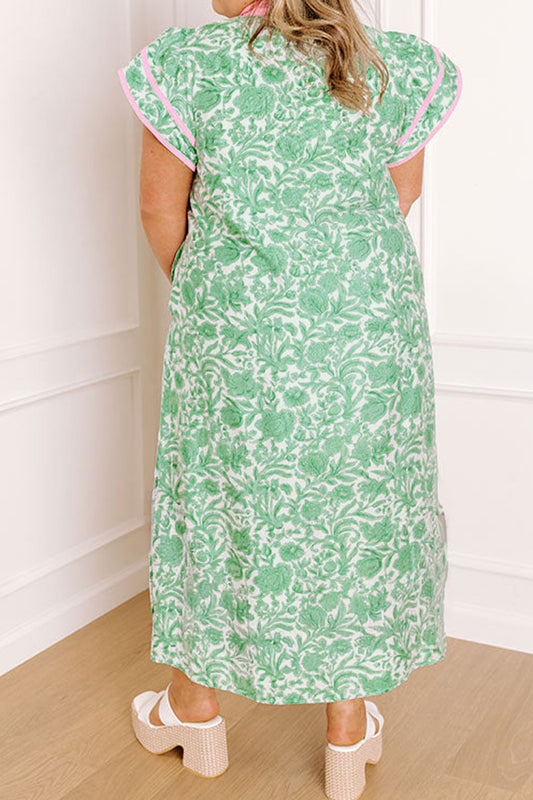 Green Floral Caftan - Plus