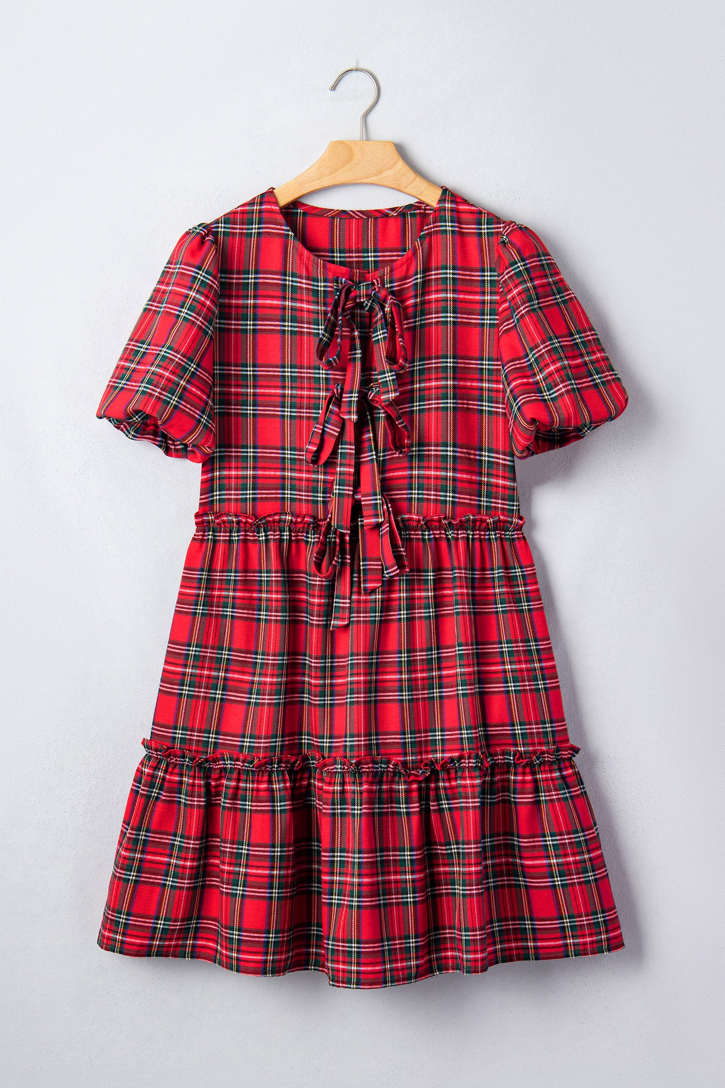 Festive Red Plaid  Dress
