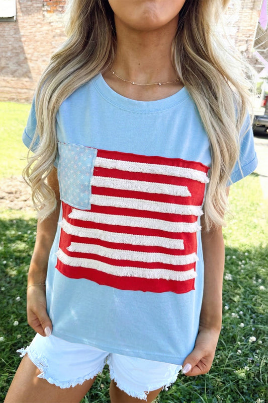 Blue Flag Patchwork Tee