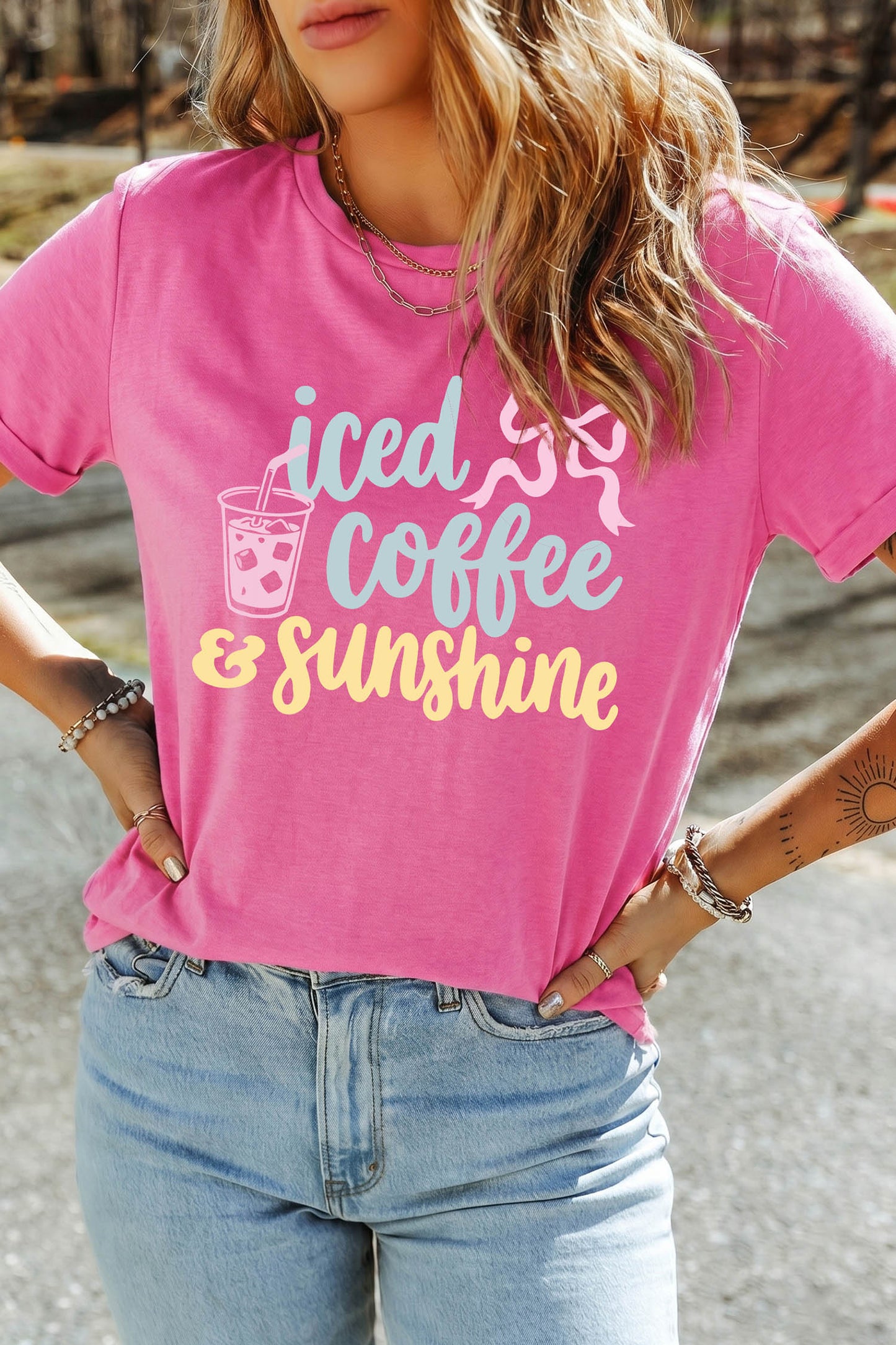 Pink Iced Coffee & Sunshine Tee