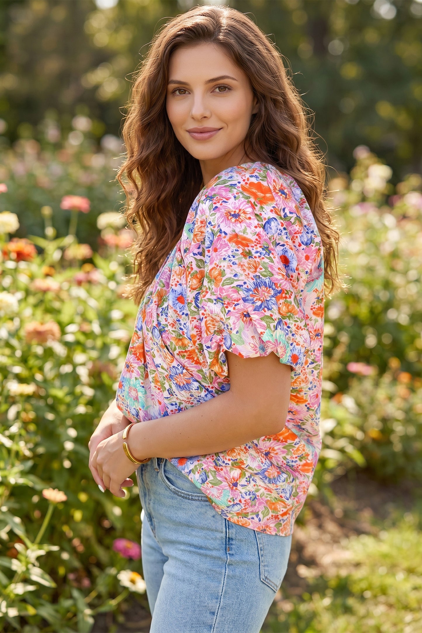 Pink Floral  Blouse