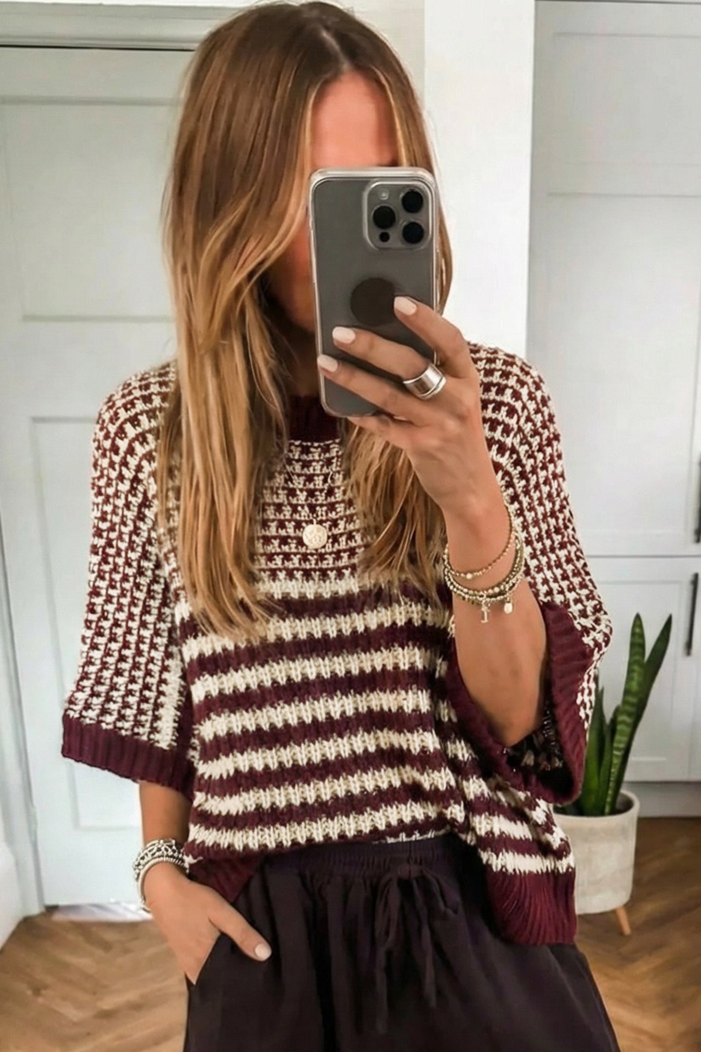 Draped Sleeve Slouchy Sweater