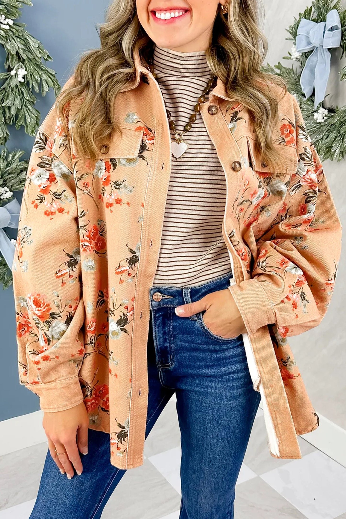 Floral Print Denim Jacket