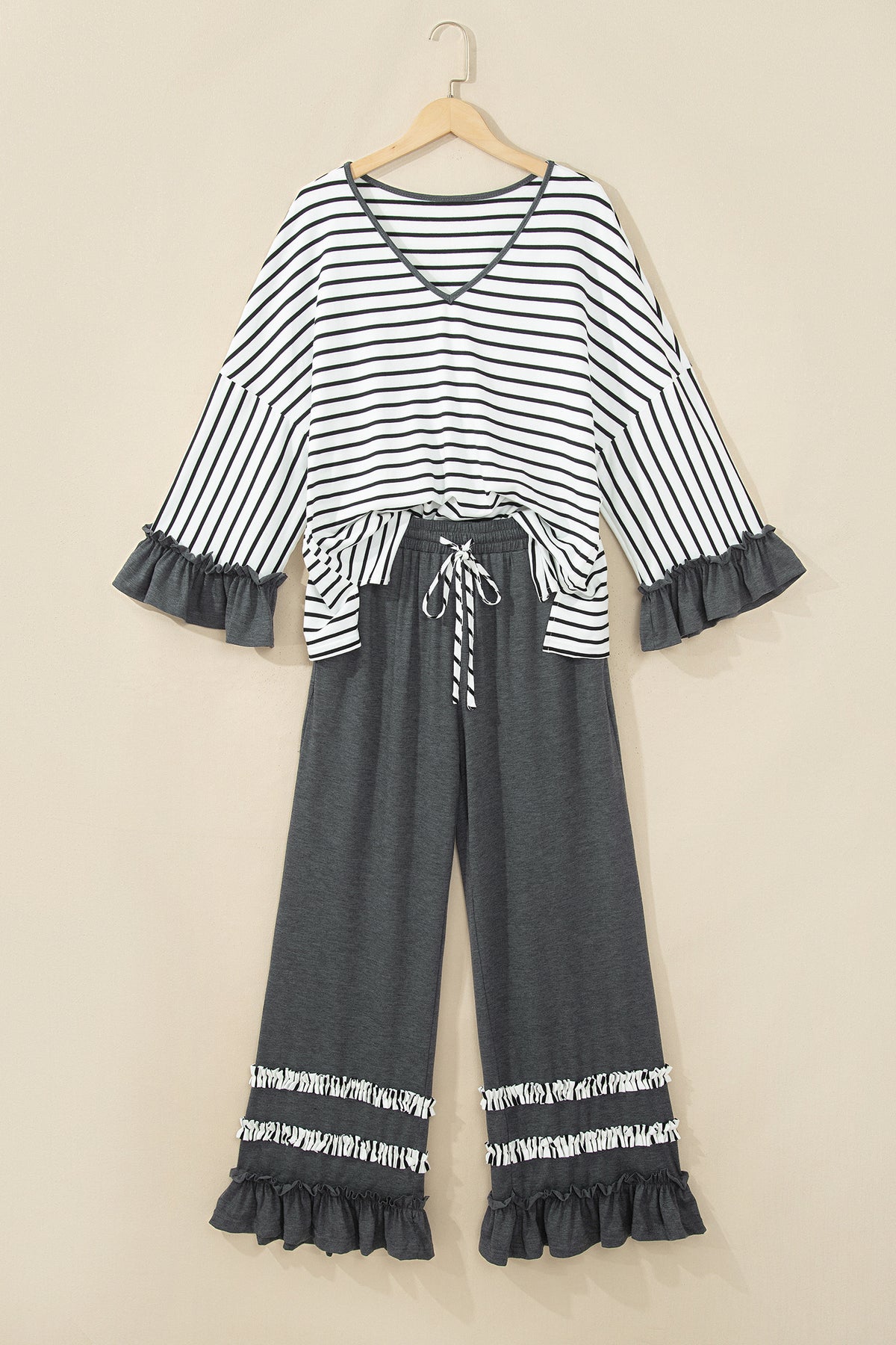 Ruffle Trim Top and Pants Set