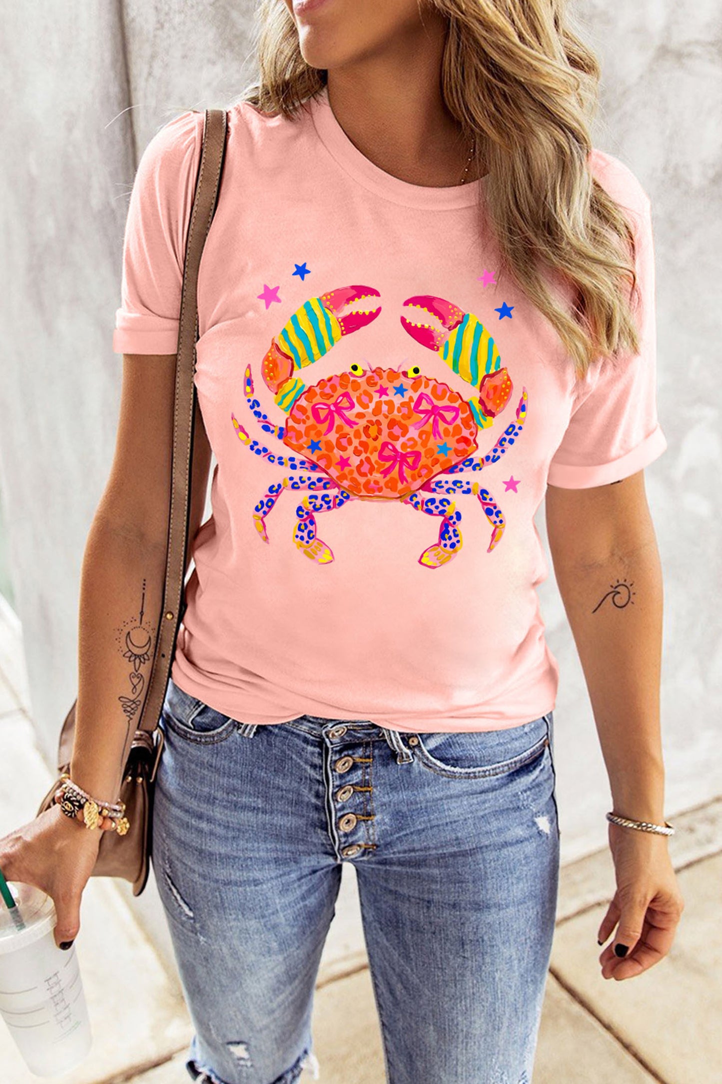 Pink Crab Print Tee