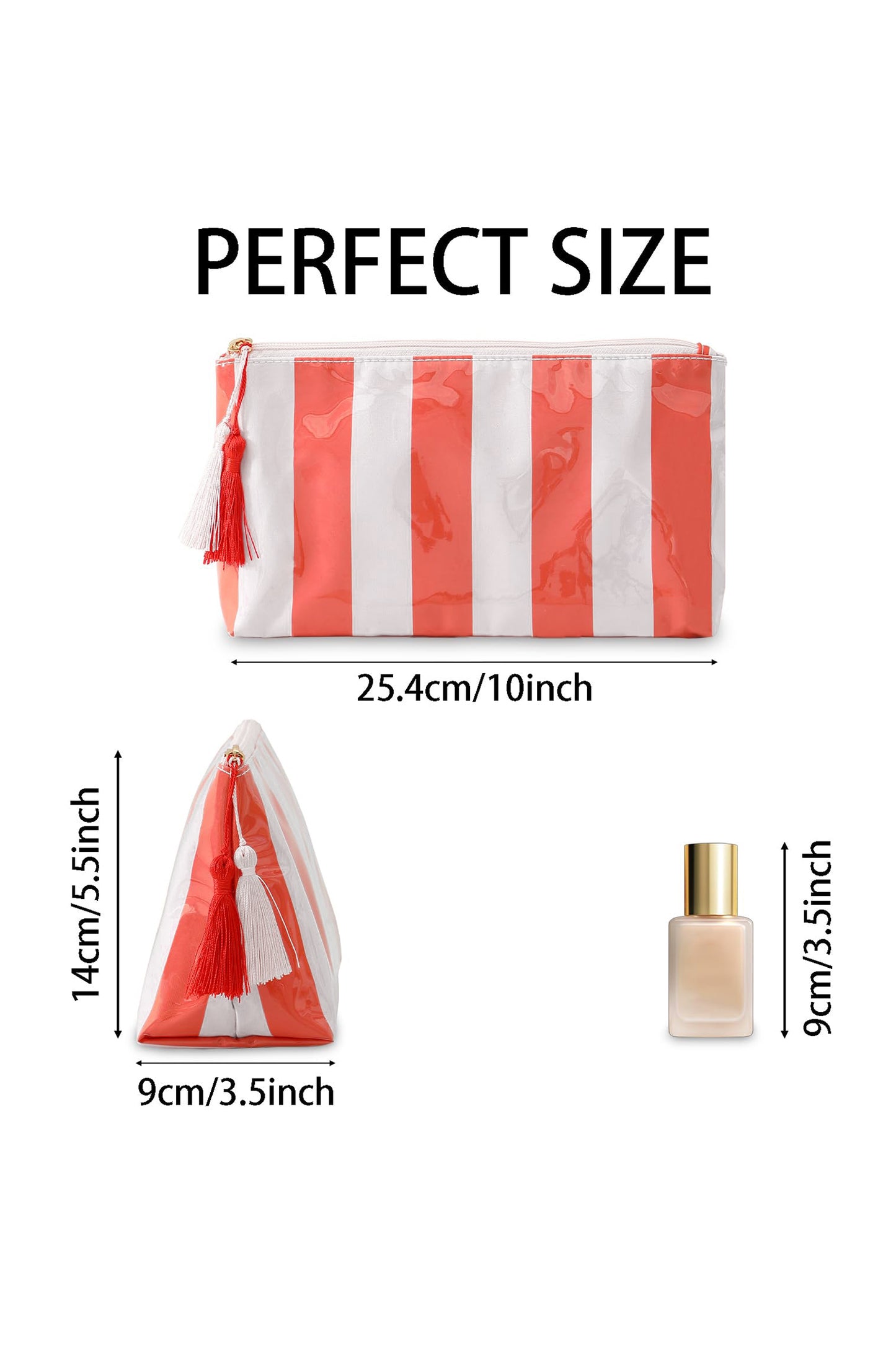Striped Vinyl Waterproof  Zipper Bag
