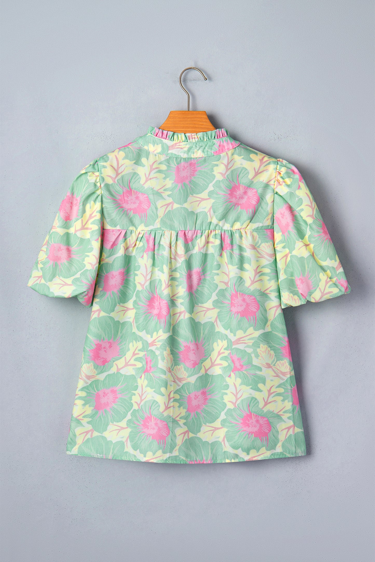 Bubble Sleeve Floral Blouse
