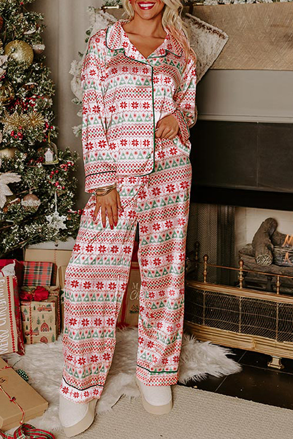 White Christmas Pajama Set