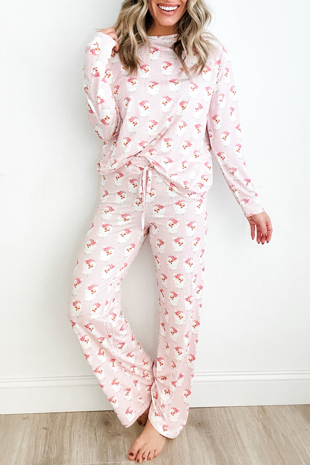 Pink Santa Claus Two Piece Loungewear Set