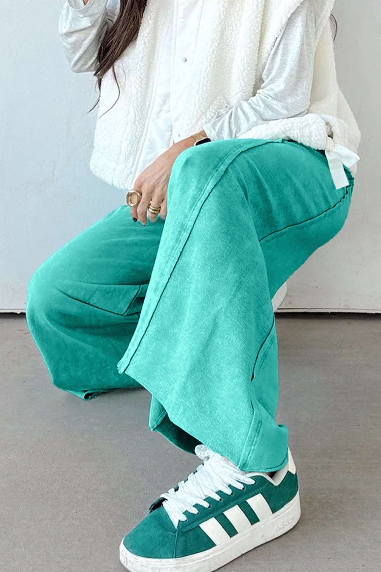 Sea Green Mineral Wash Drawstring Pants