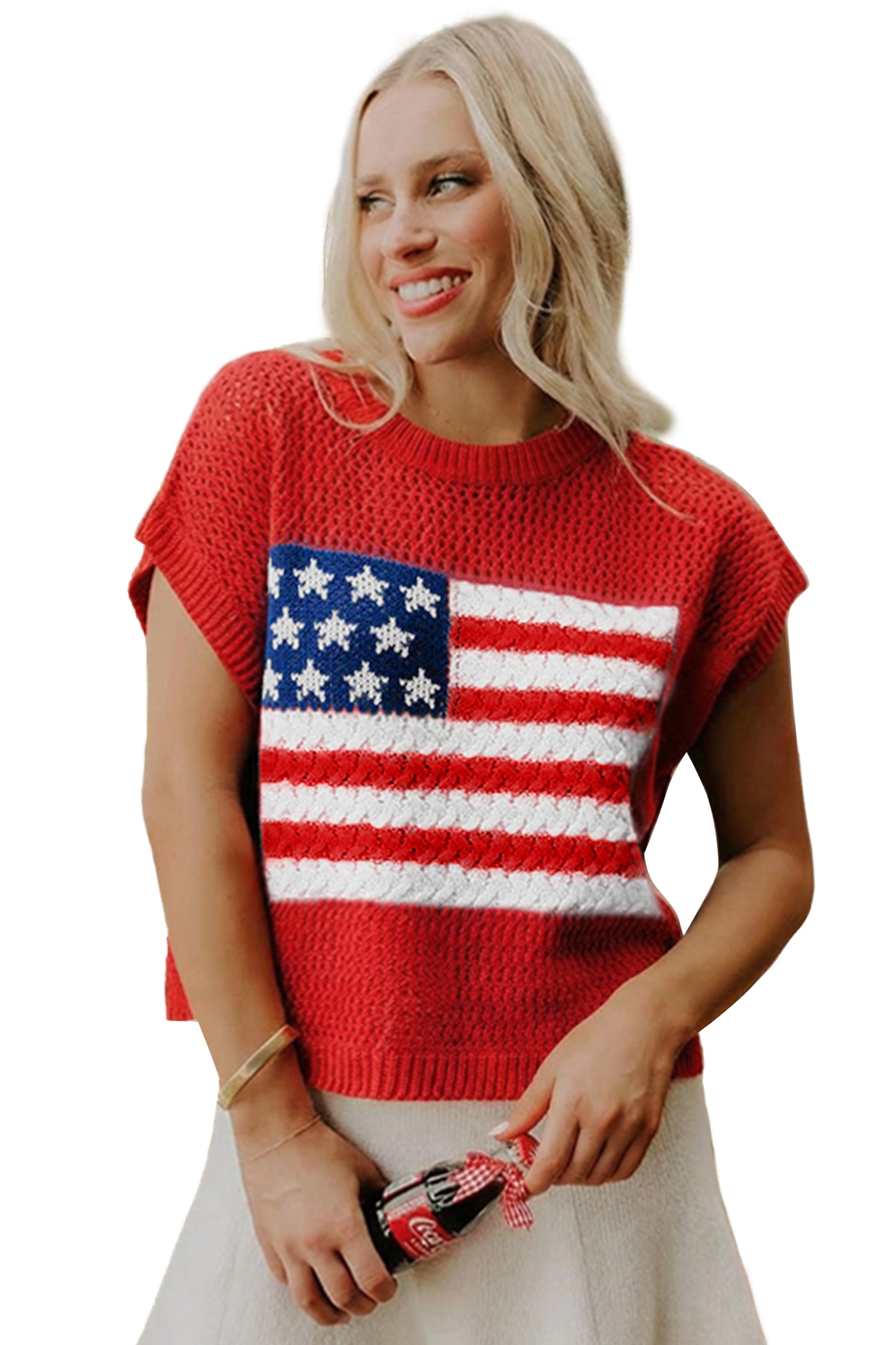 American Flag Short Sleeve Sweater