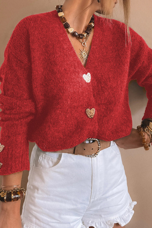 Cardigan with Heart Buttons