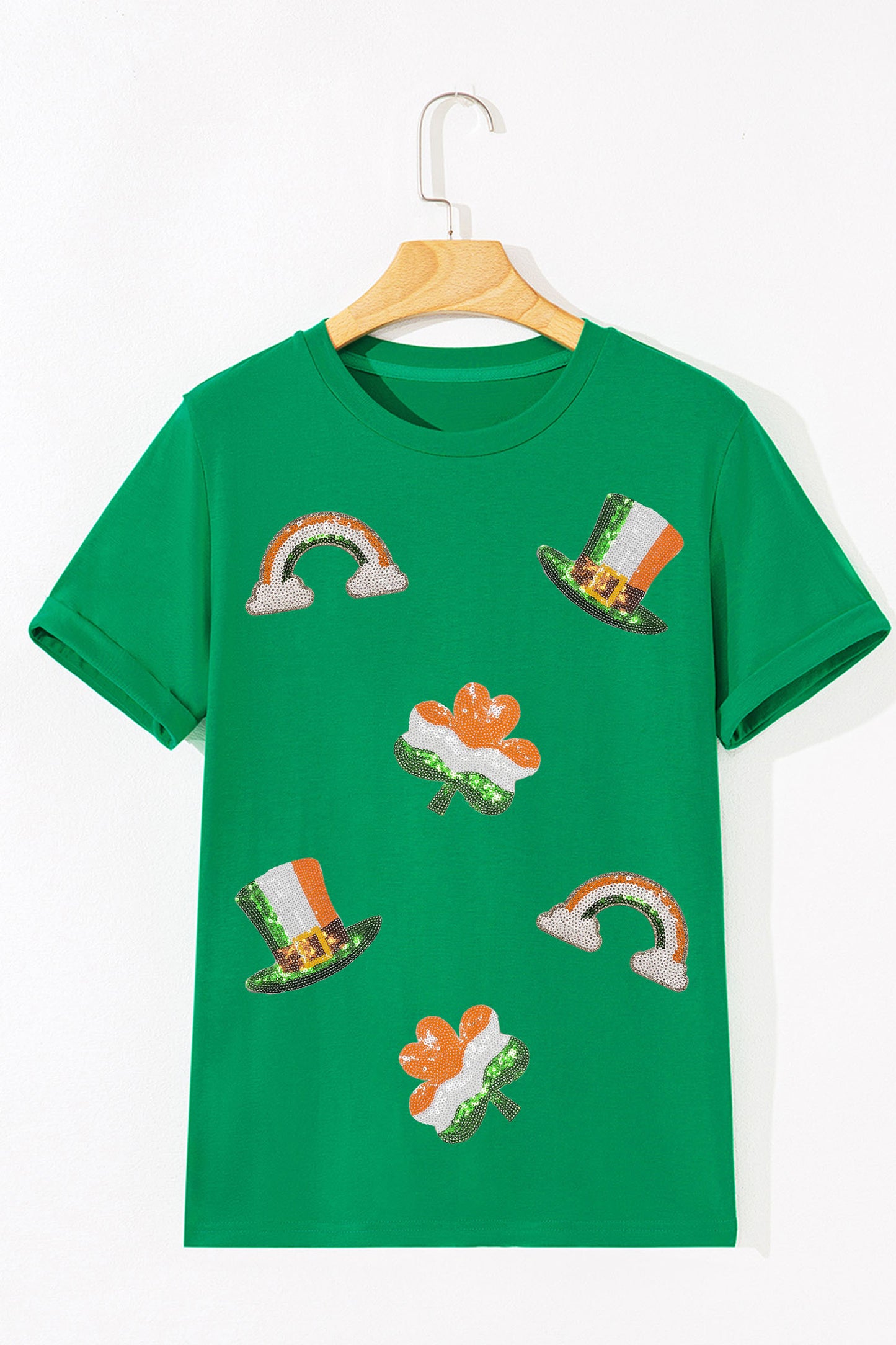 Sequin Shamrocks & Rainbow St. Patrick’s Day Tee