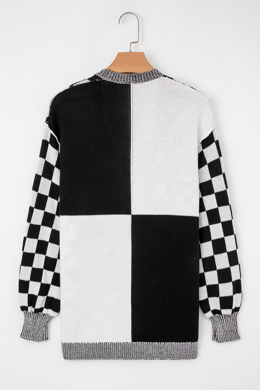 Checkered Open Front Cardigan