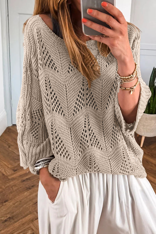Parchment 3/4 Sleeve Knit Sweater
