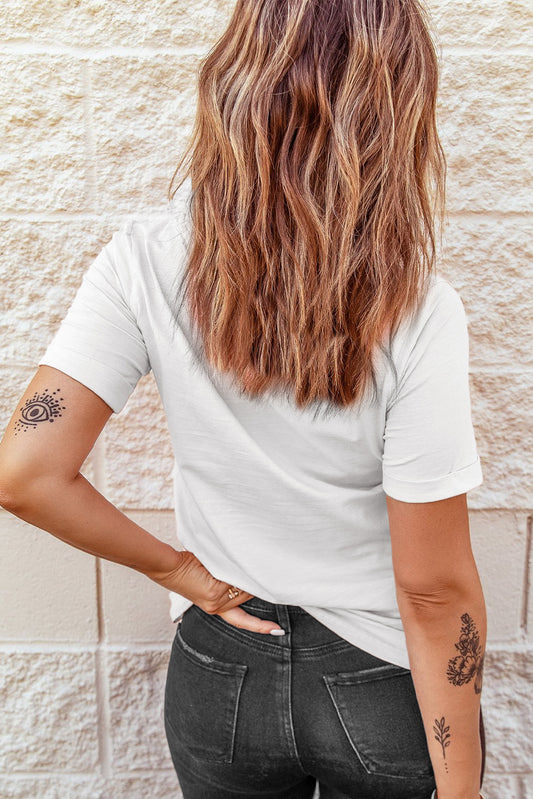 White Tassel Bow Embroidered T Shirt