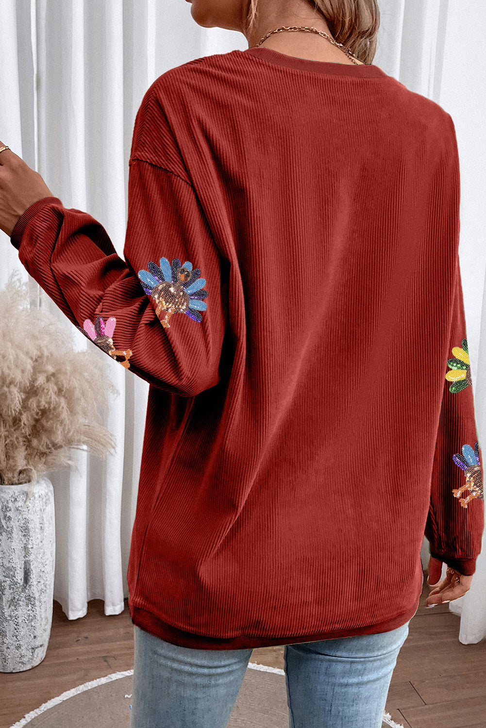 Sequin Turkey Oversized Sweatshirt
