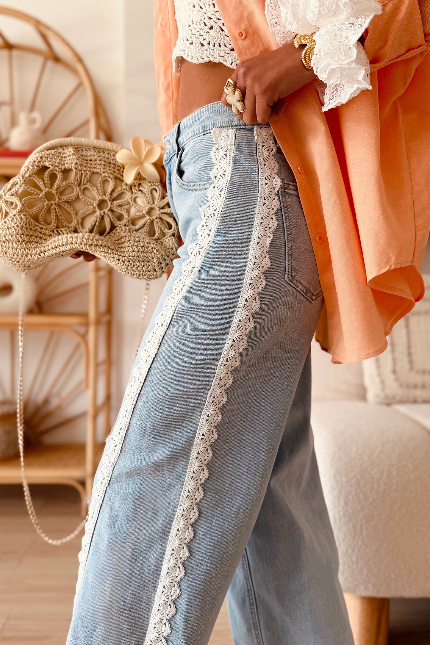Lace Trim Jeans