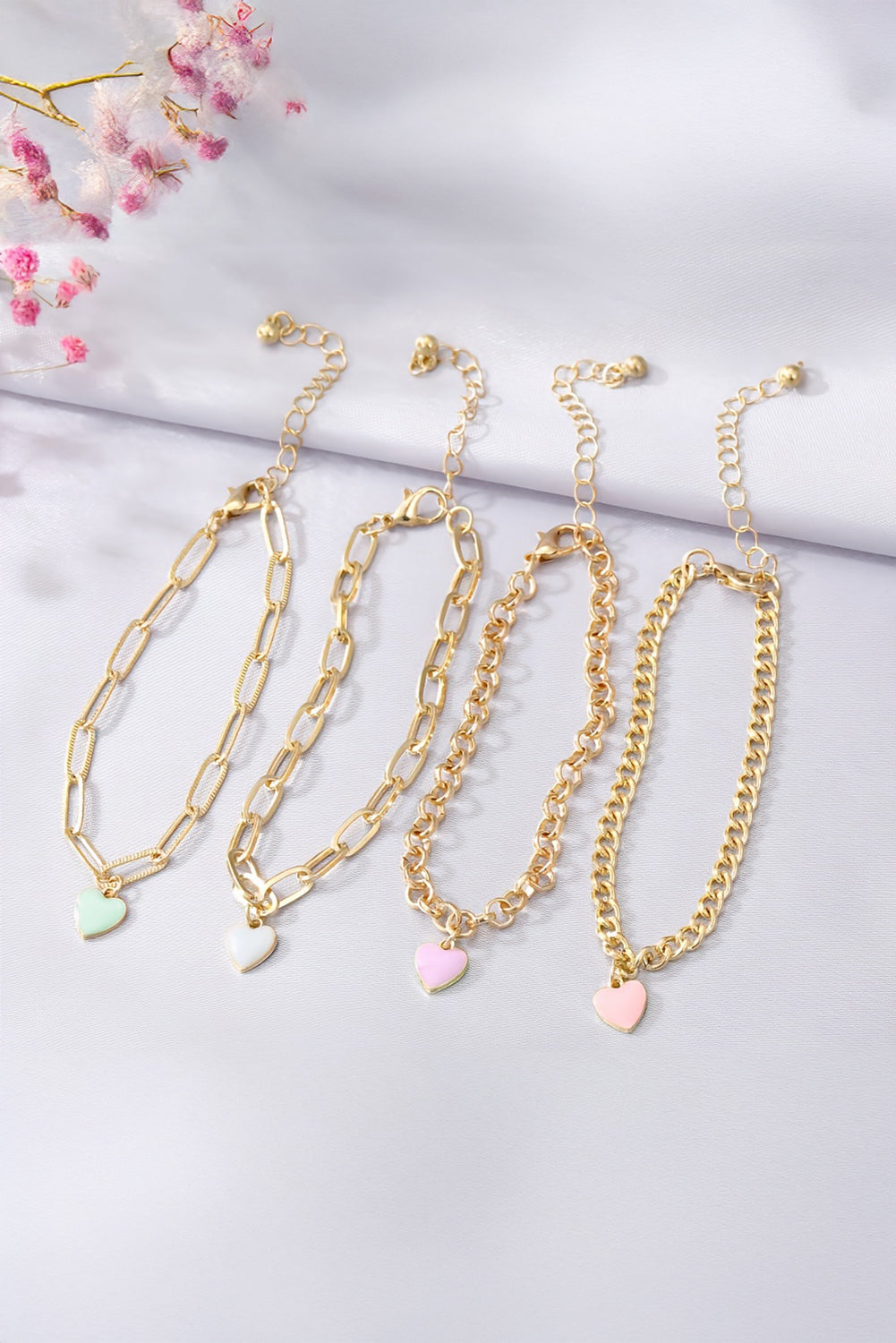Gold Heart Multi Layer Adjustable Chain Bracelet