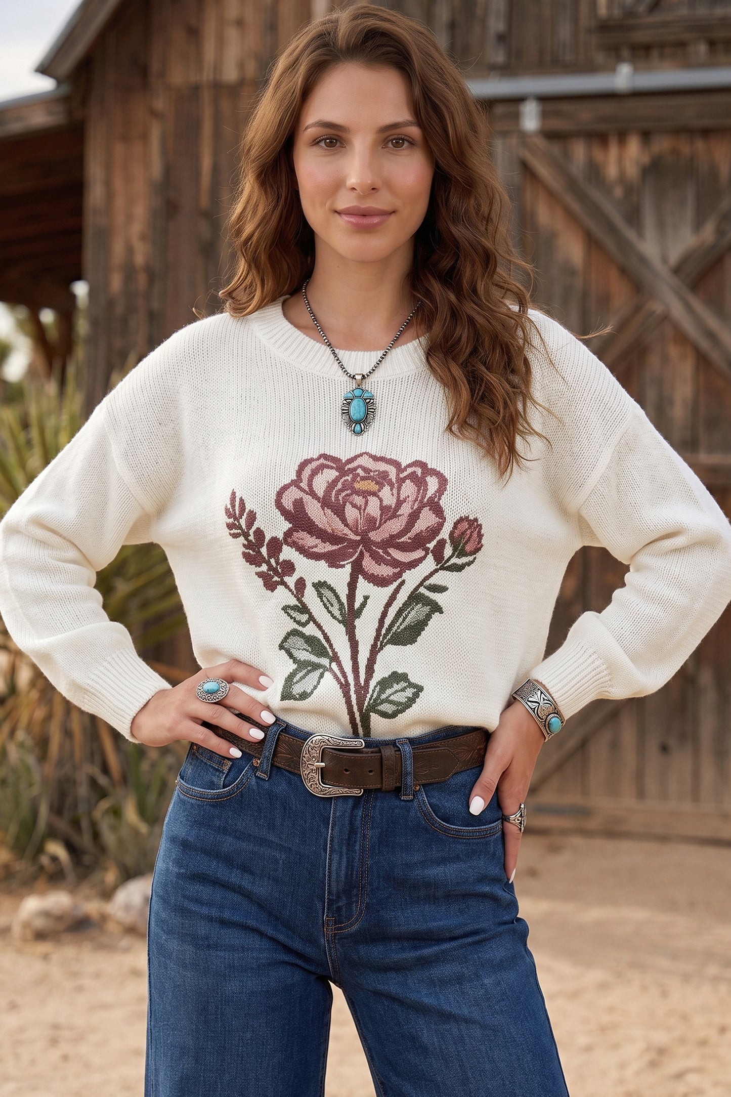 Western Floral Sweater