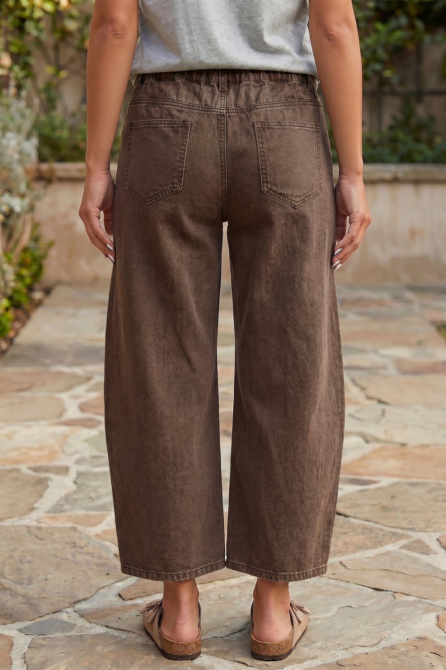 Patch Pocket Ankle-length Barrel Jeans