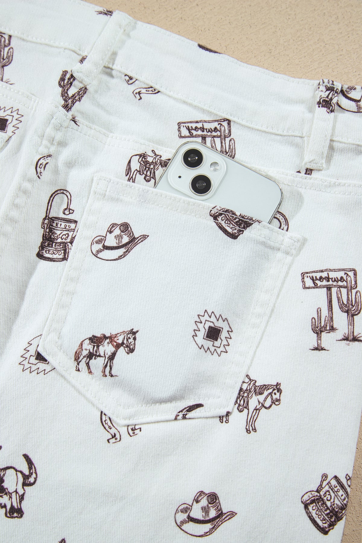 Western Print Denim Skirt