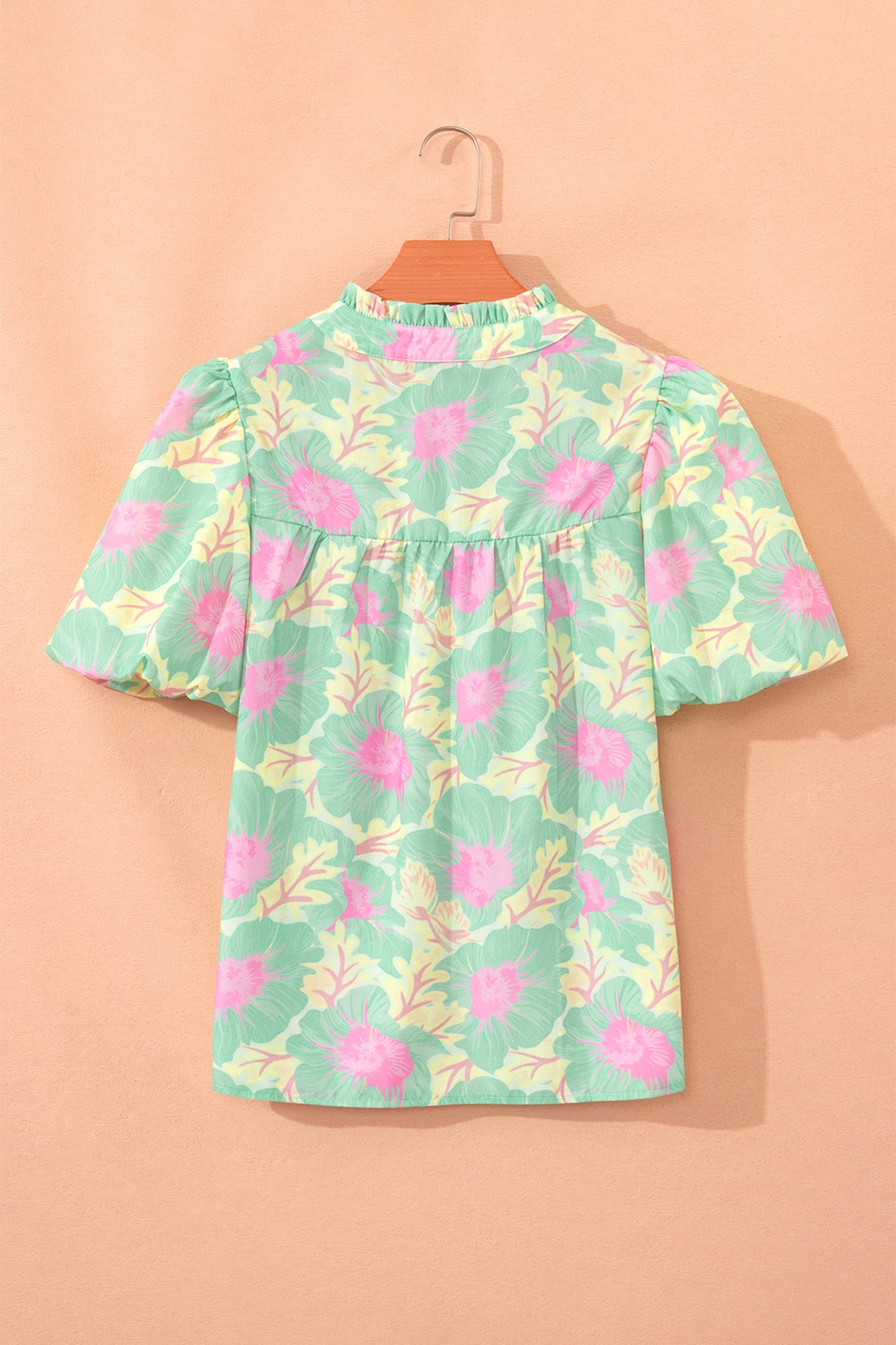 Bubble Sleeve Floral Blouse