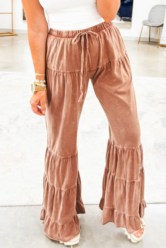Velvet Tiered Flared Pants