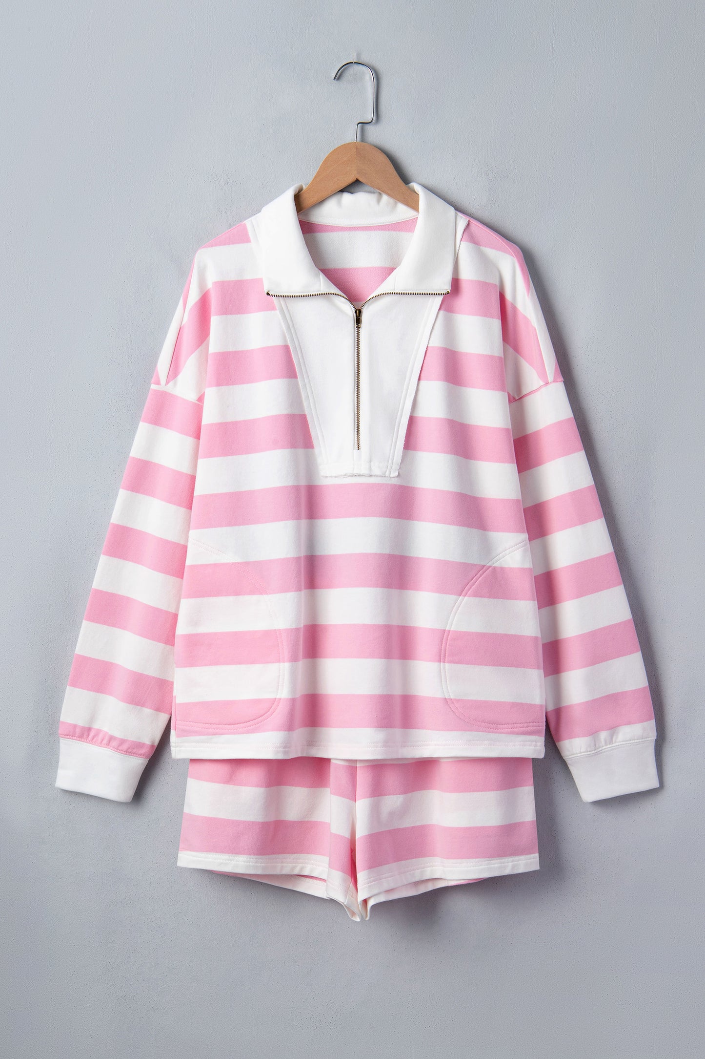 Pink Stripe Shorts Set