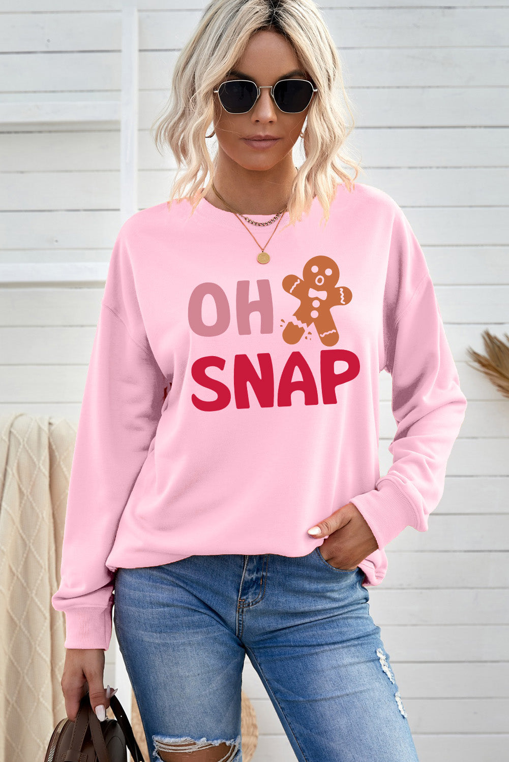 Pink OH SNAP Gingerbread Christmas Sweatshirt