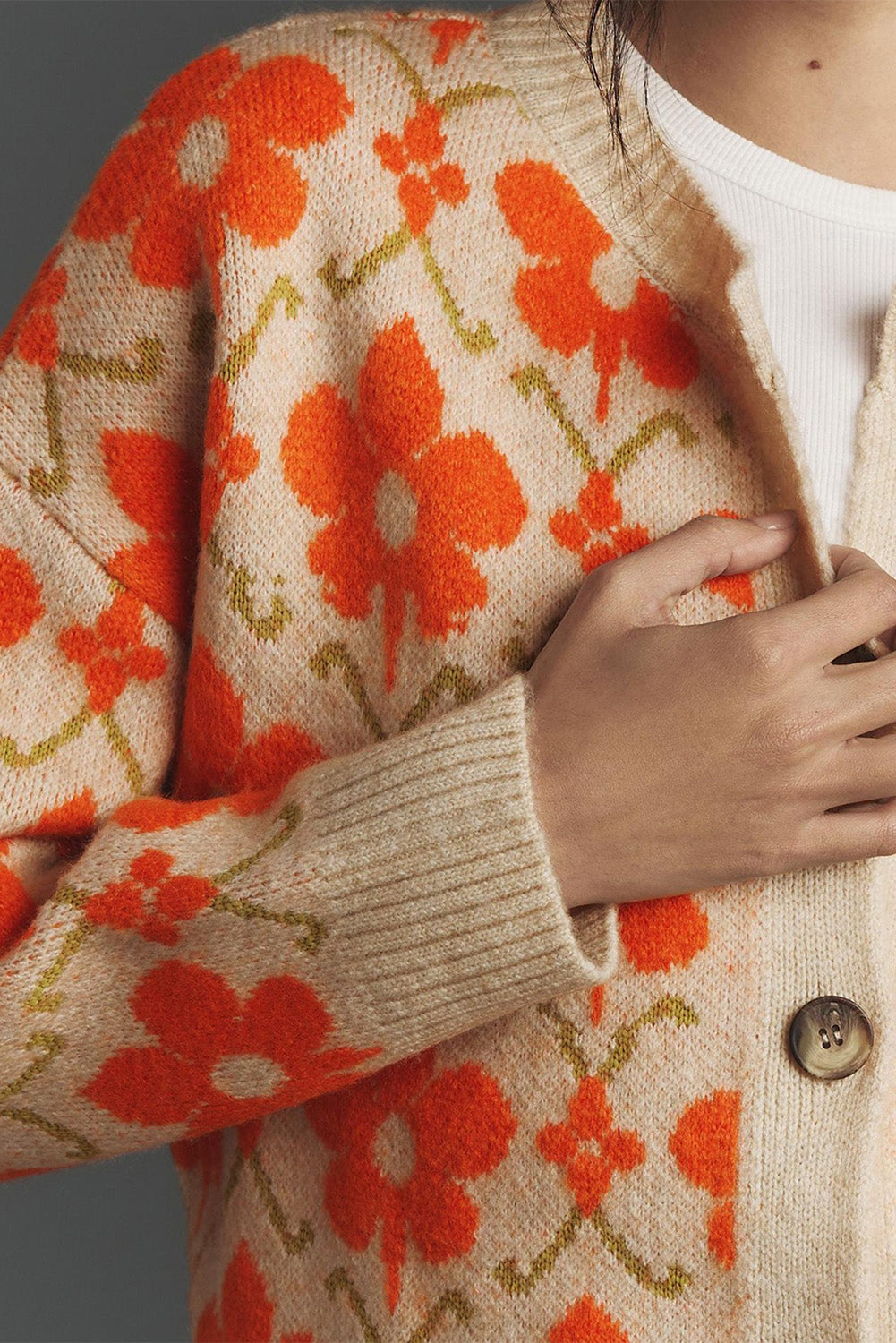 Orange Floral Cardigan