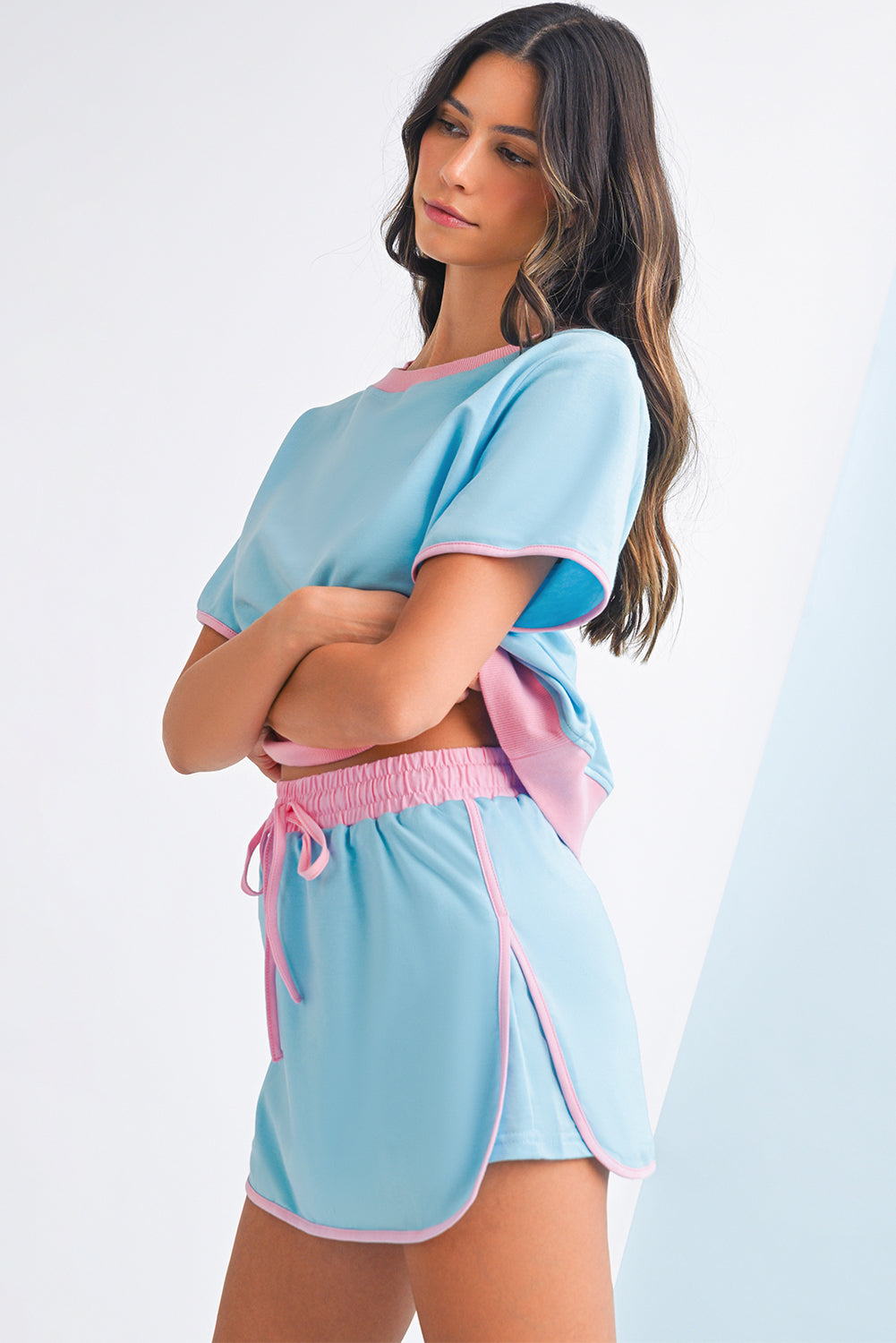 Contrast Trim Skort Set