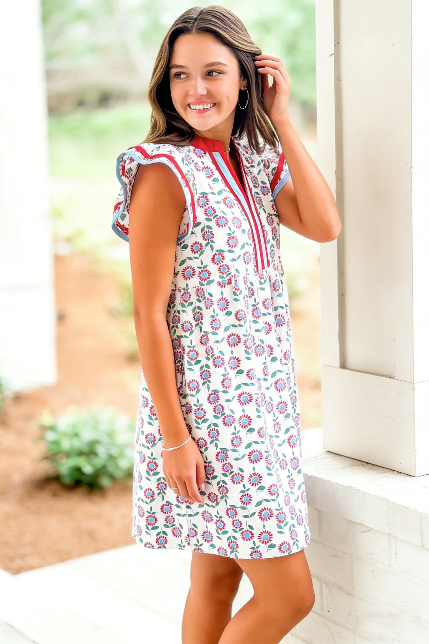 Sunflower Printed Flutter Sleeve Mini Dress