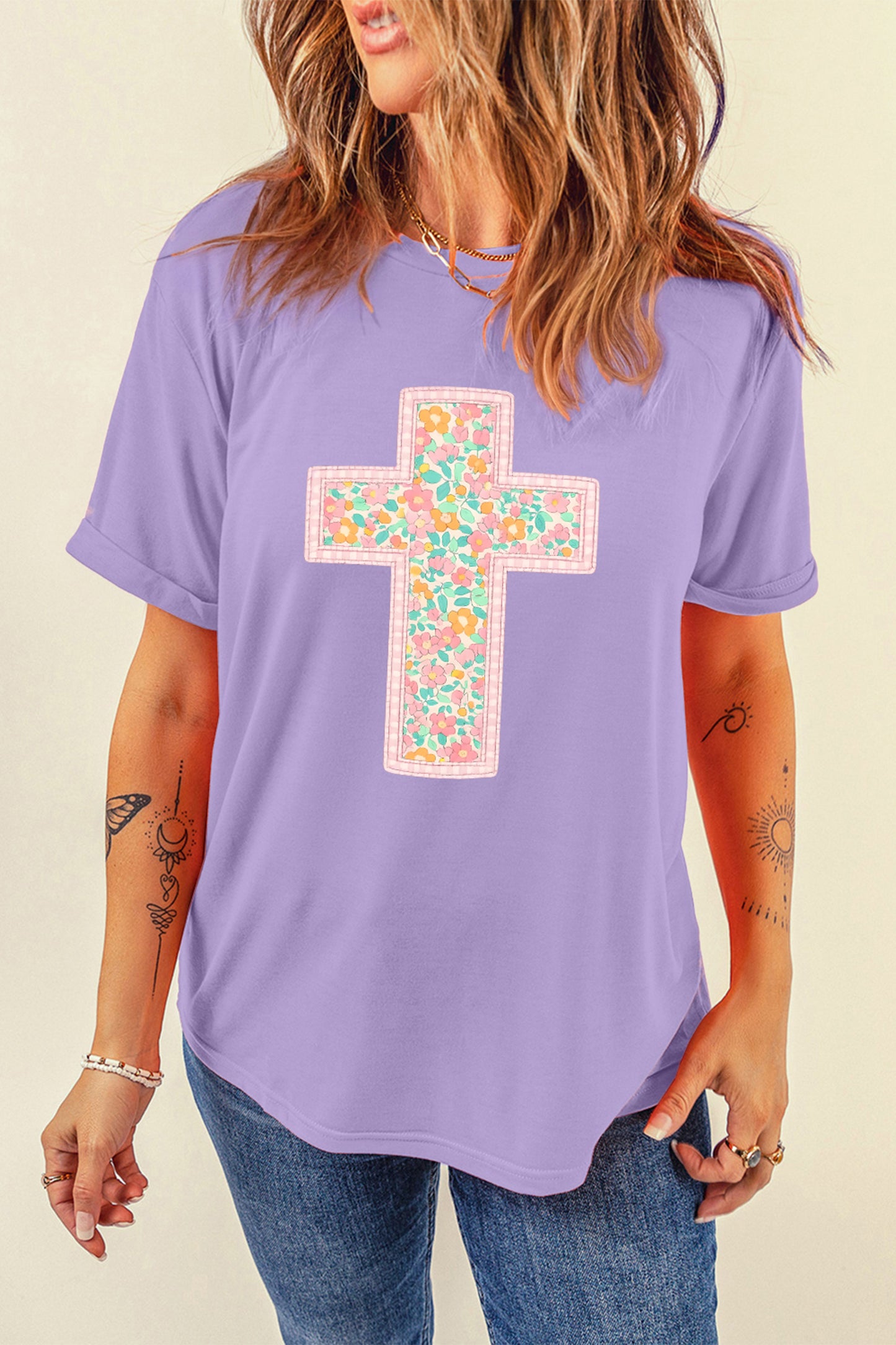 Floral Cross Easter Tee