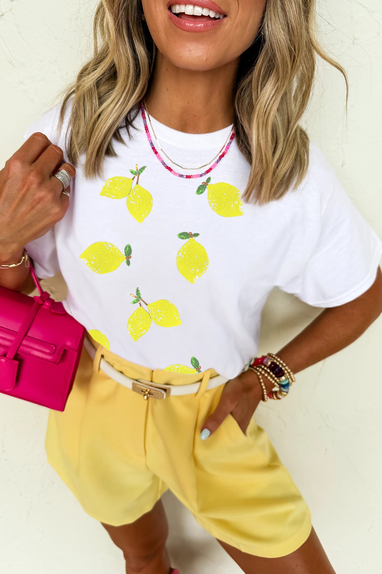 Sequin Lemon Summer Tee