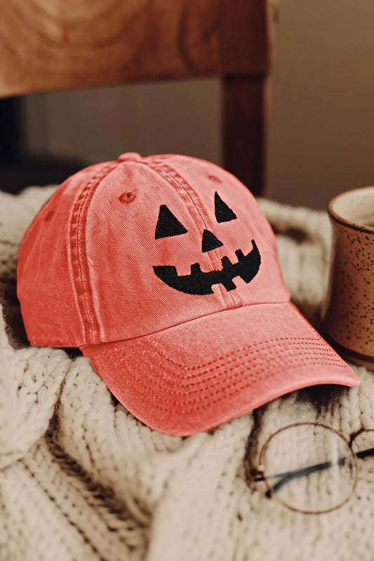 Orange Jack O' Lantern Embroidered Baseball Cap