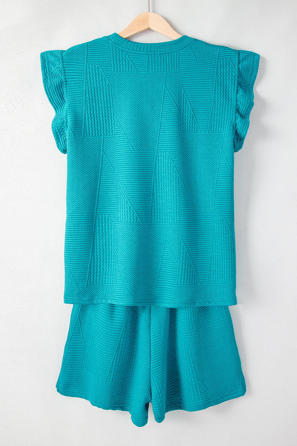 Textured Ruffle Top Shorts Set