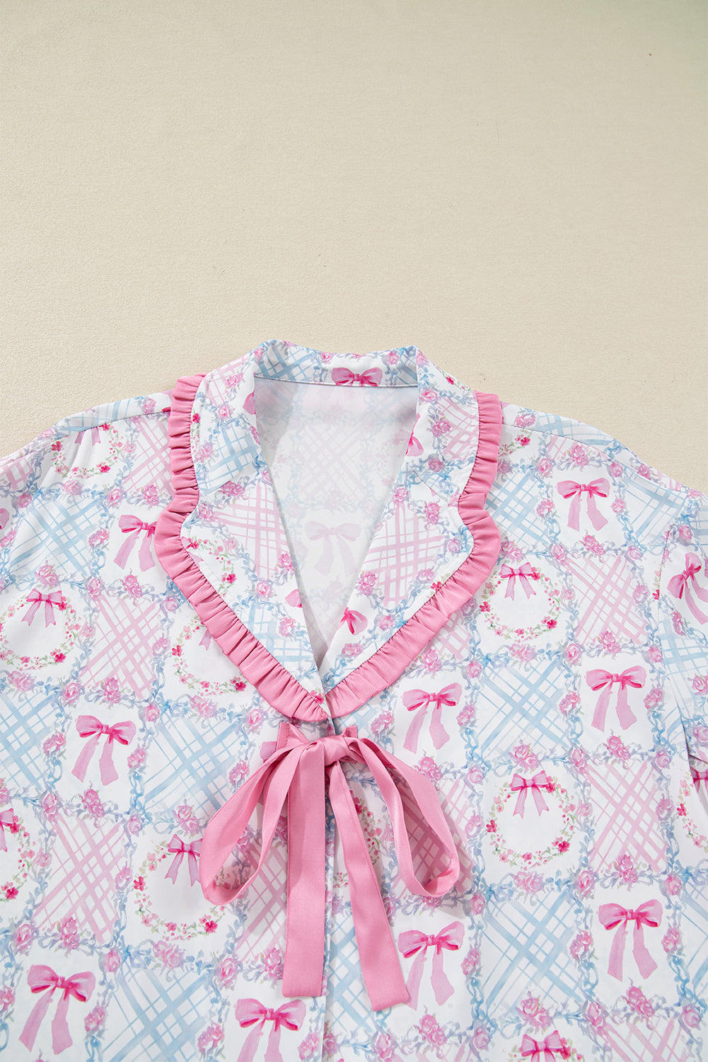 Pink Bow Wreath Christmas Pajamas