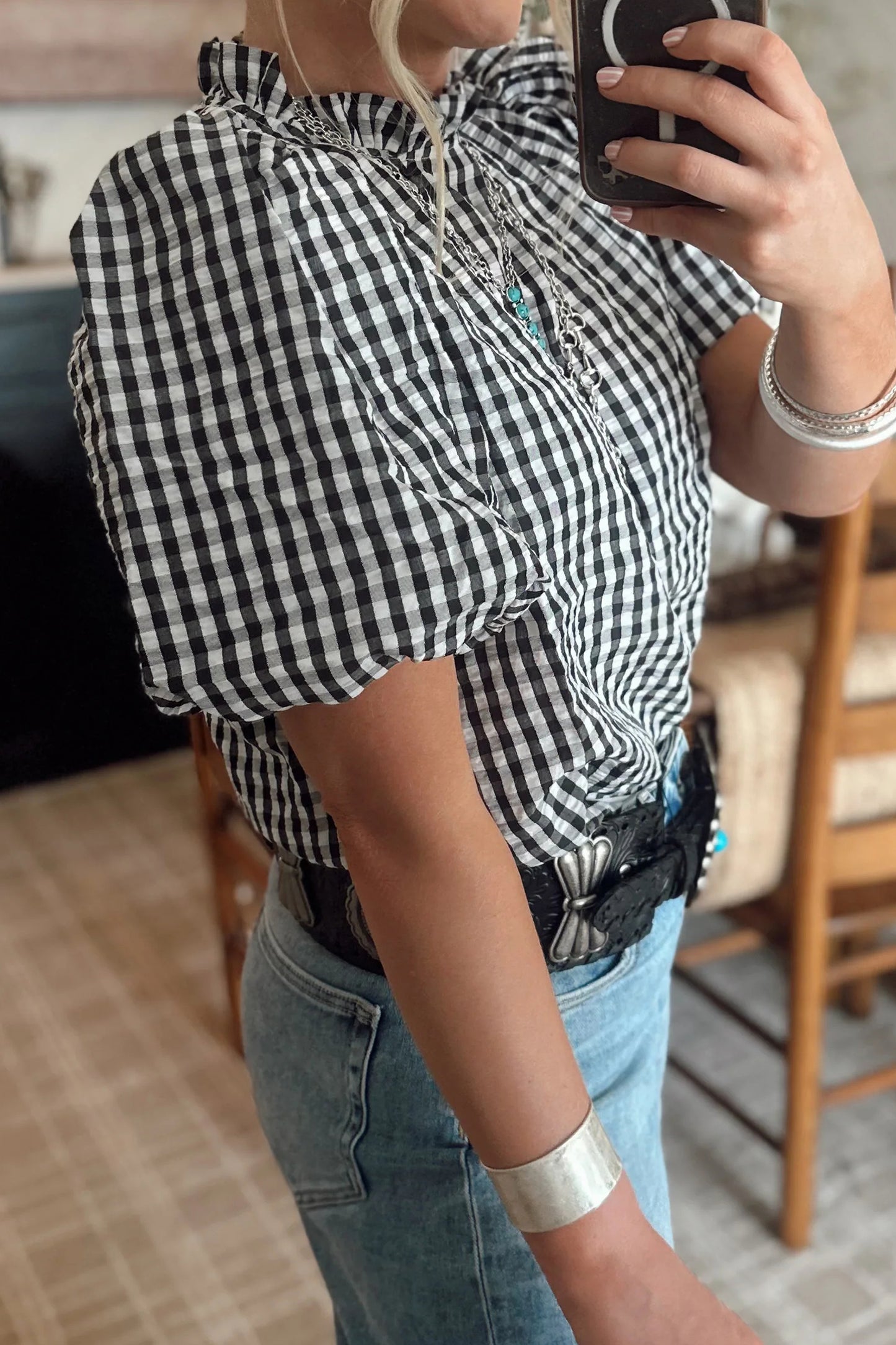 Black Gingham Blouse