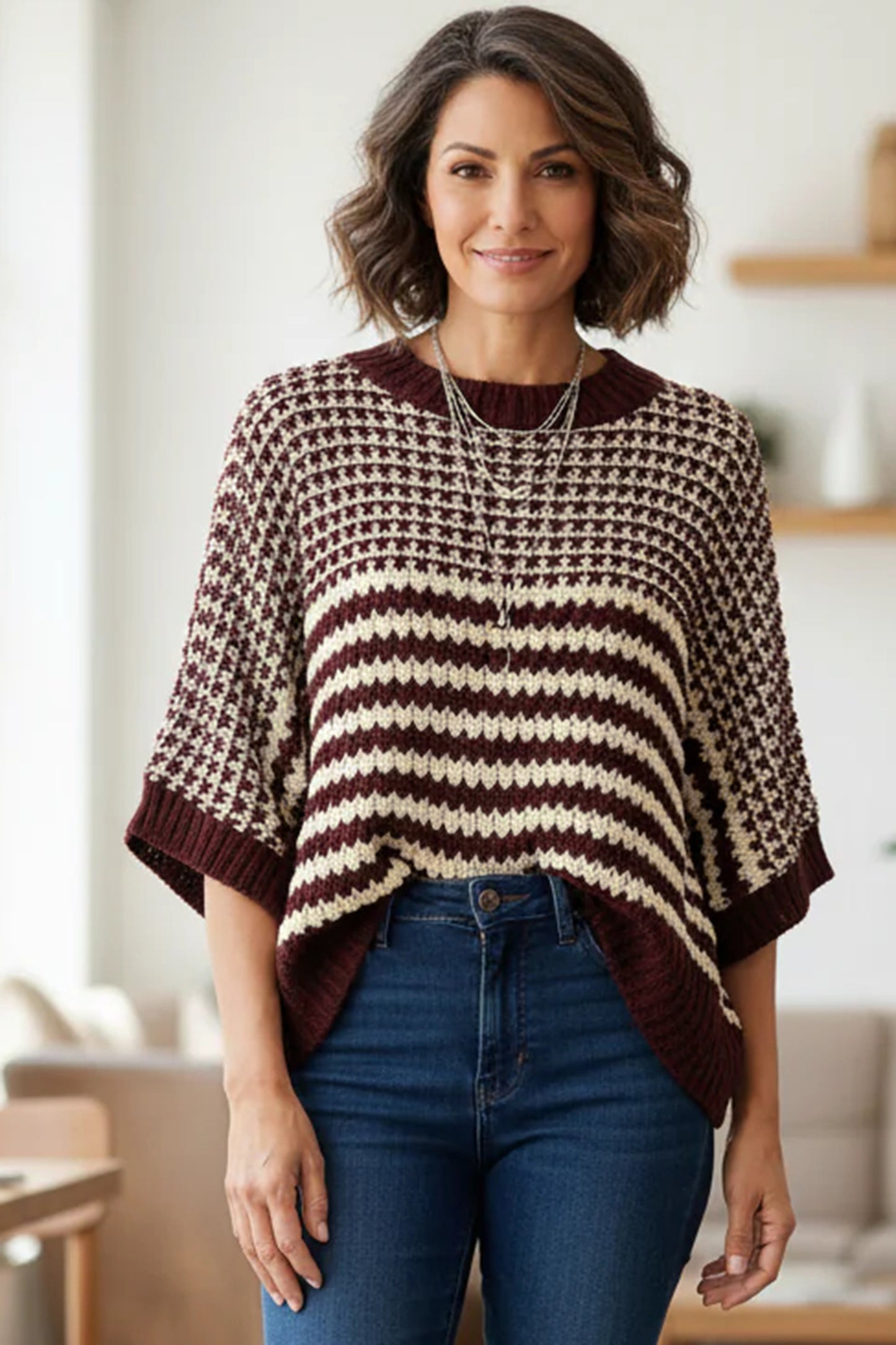 Draped Sleeve Slouchy Sweater