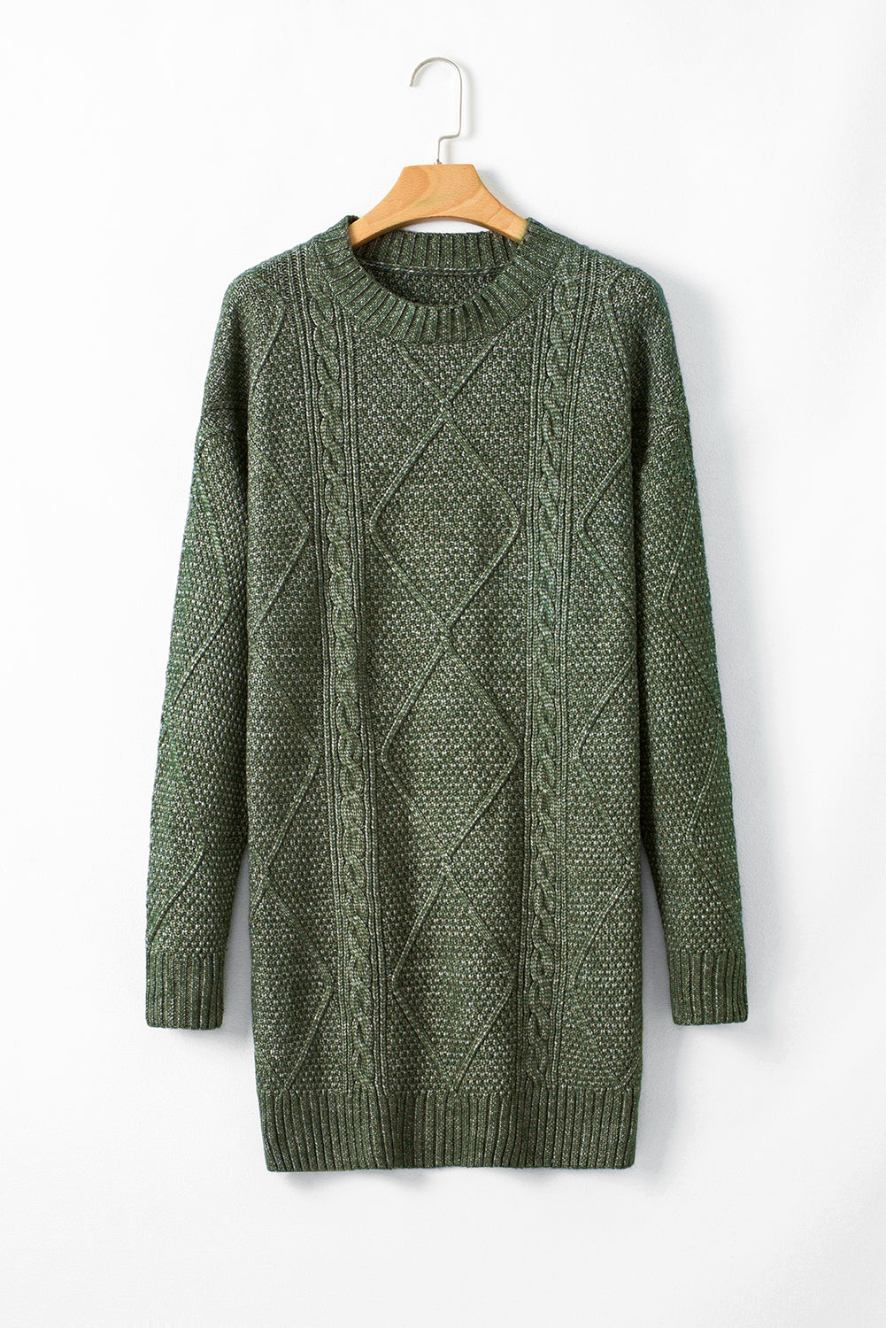 Relaxed Cable Knit  Sweater Dress