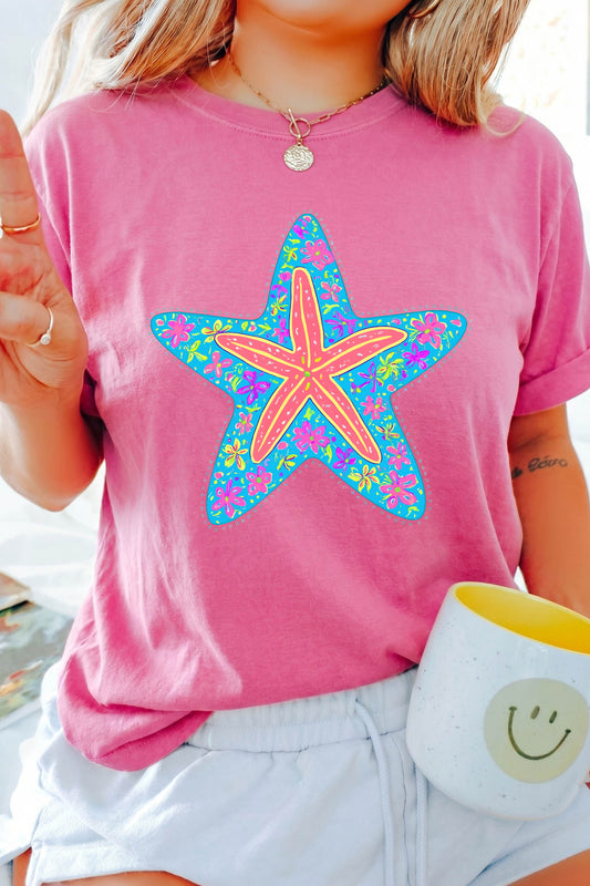 Pink Floral Starfish Tee