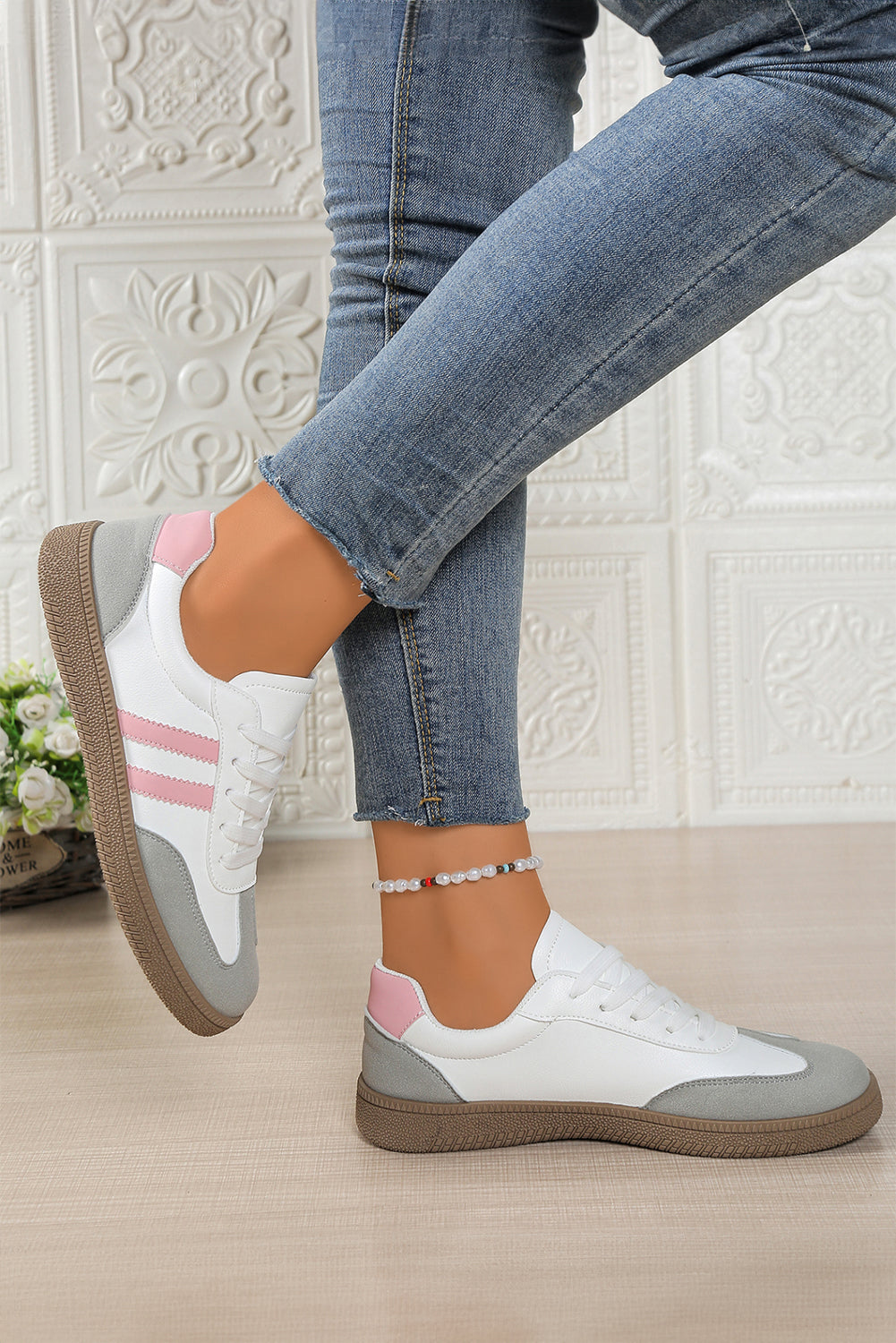 Vegan Leather Lace Up Sneakers
