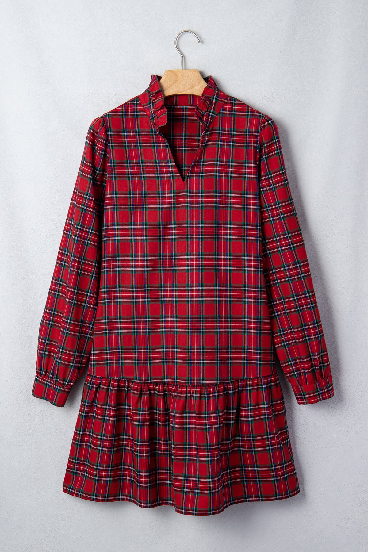 Festive Red Plaid Dress