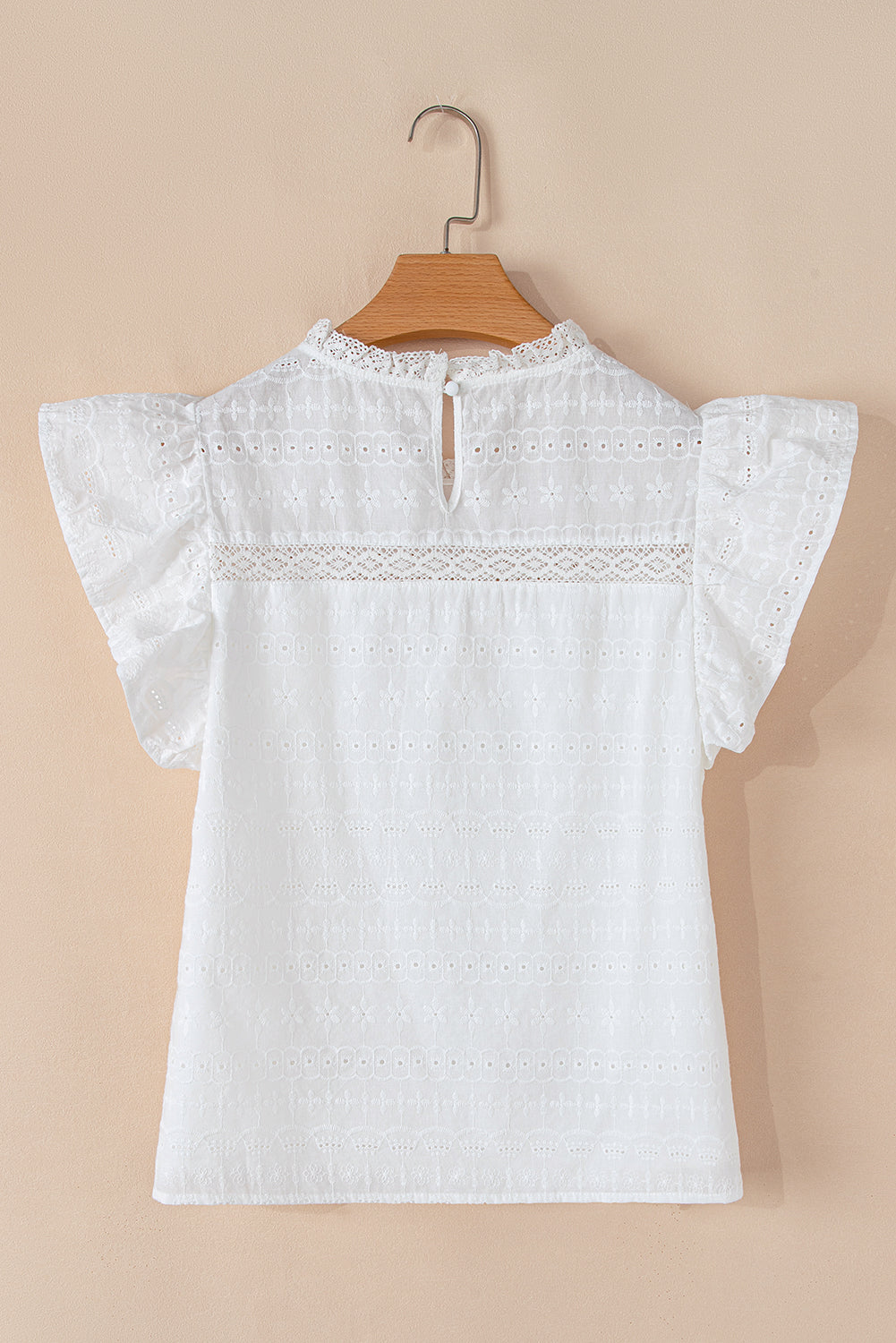 White Lace Neck Eyelet Blouse
