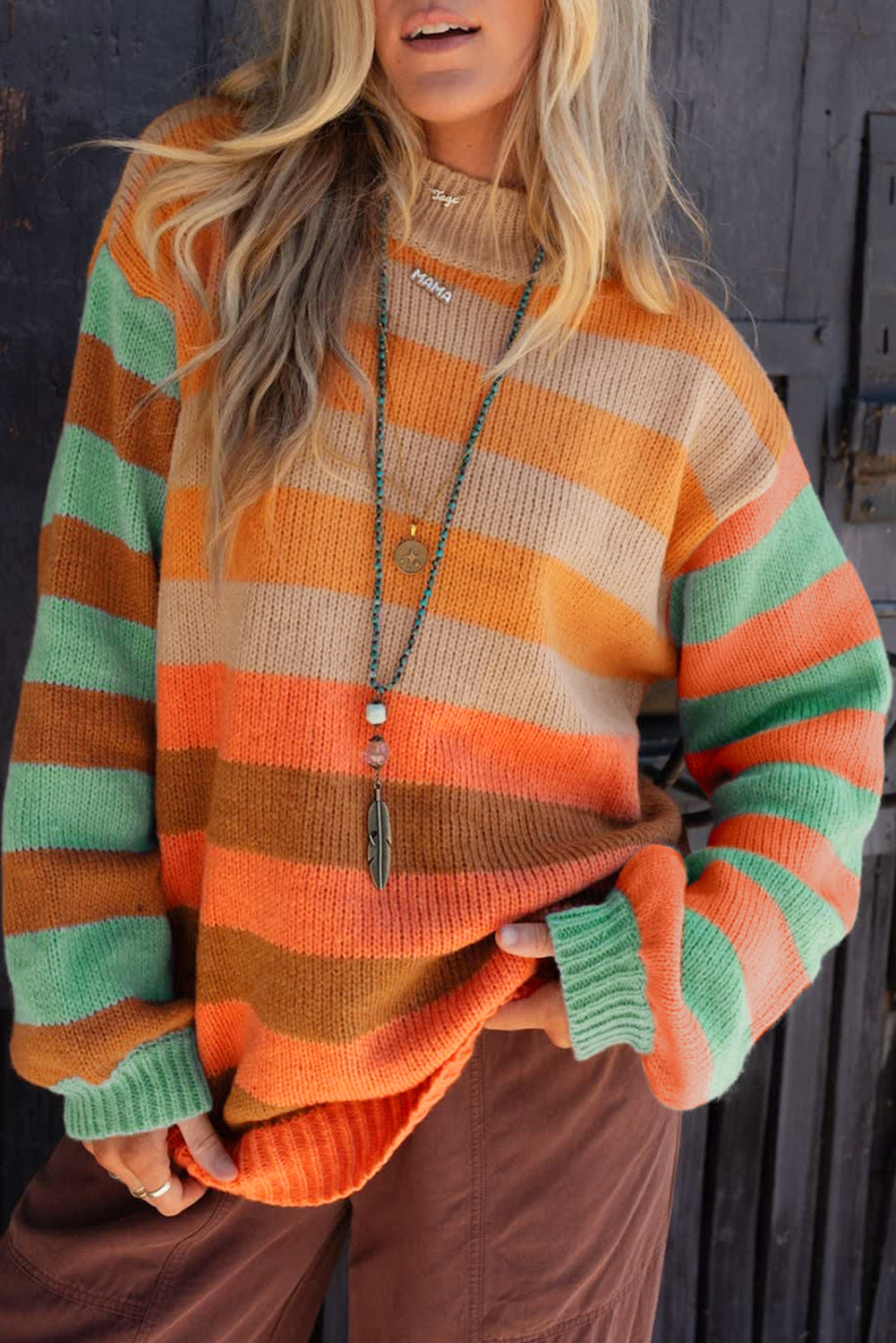 Orange Striped Cozy Sweater