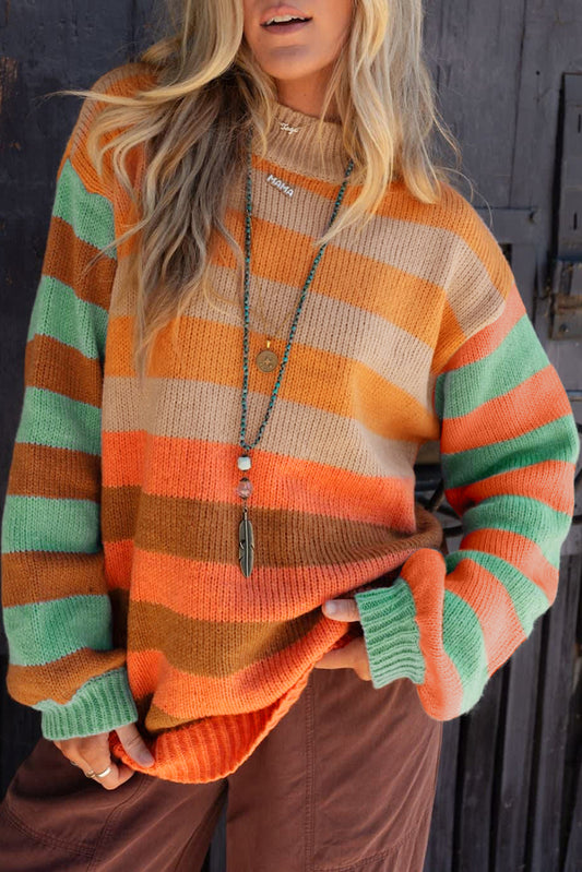 Orange Striped Cozy Sweater