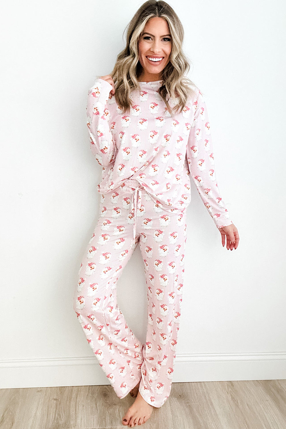 Pink Santa Claus Two Piece Loungewear Set