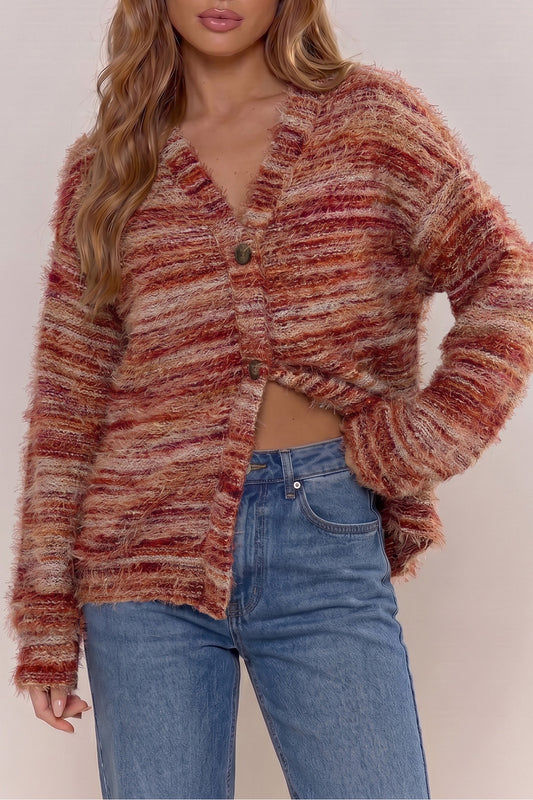 Tawny Fuzzy Cardigan Sweater