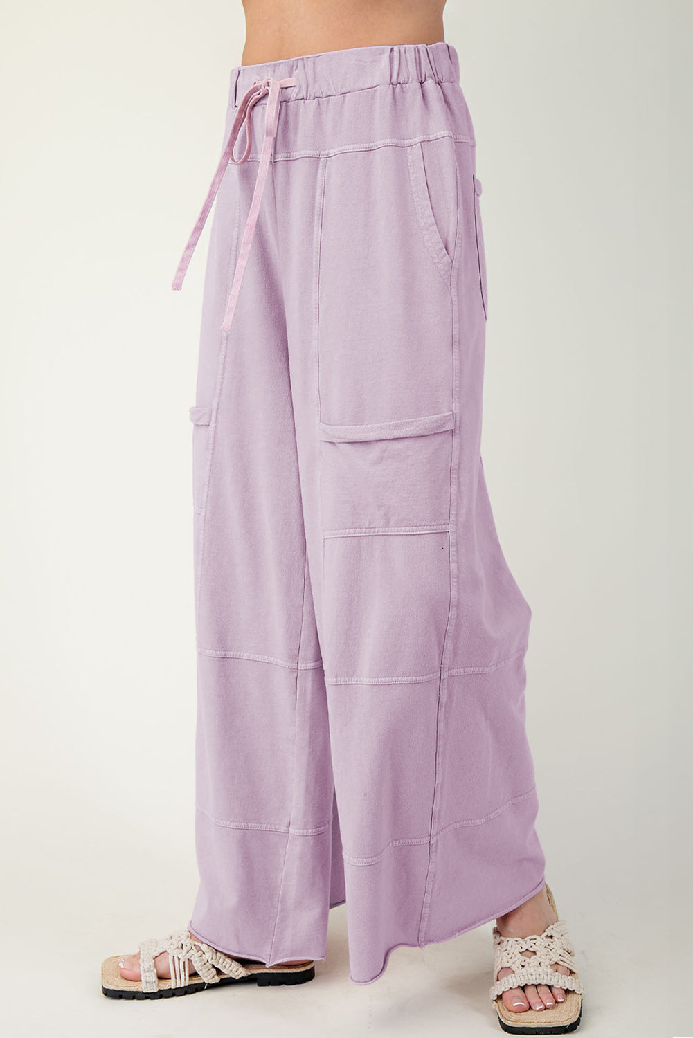 Mineral Wash Wide Leg Cargo Pants